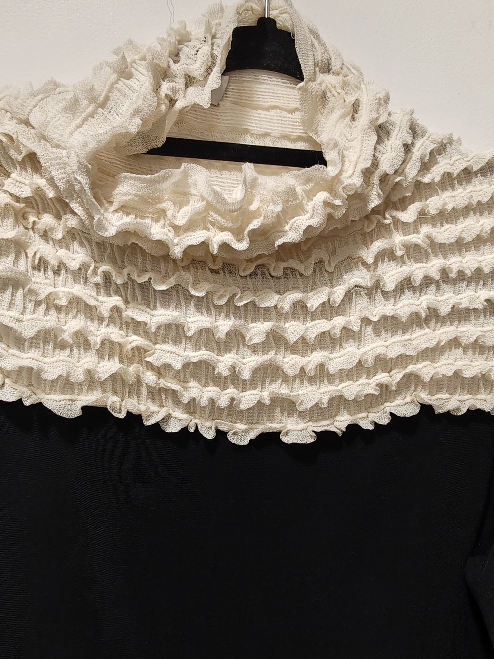 Valentino Cream Textured Knit Top with Label Detail